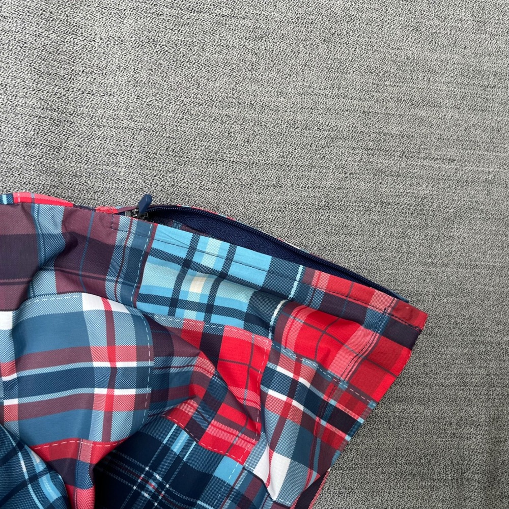 Crown & Ivy Mens Patchwork Plaid Golf Vest Red Blue Quarter Zip Small NWT - Picture 9 of 12